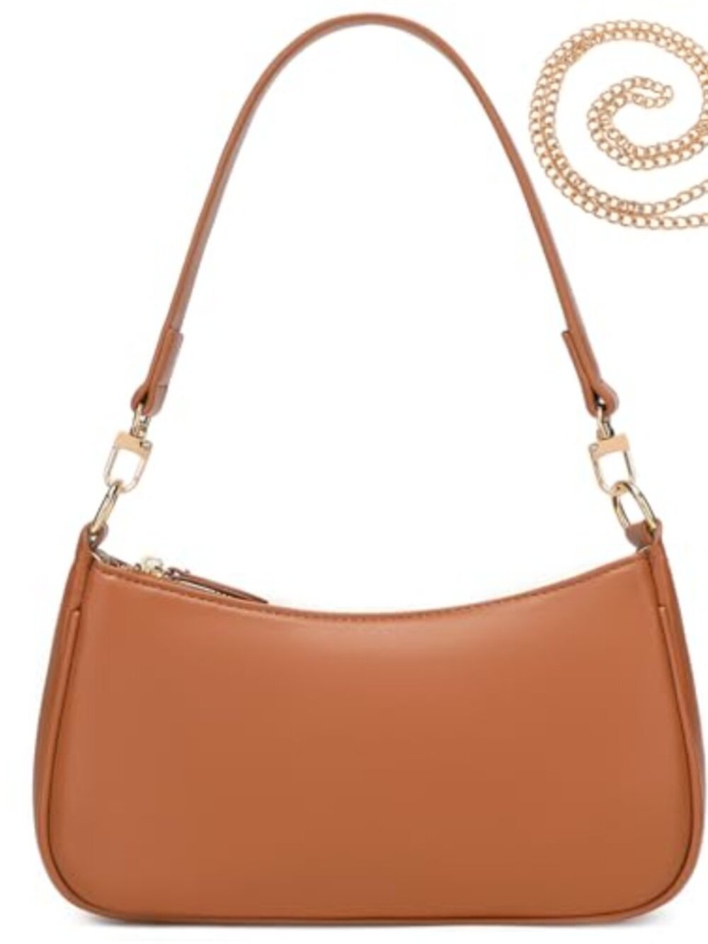 PU Leather Clutch Shoulder Bag Small Y2K 90s Purse Gold Chain